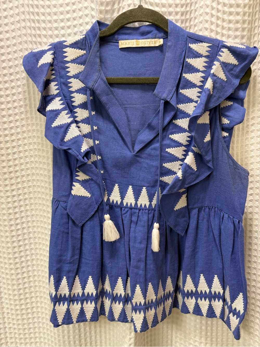 Marie Oliver Royal Blue Lightweight Knit Top with Label Detail